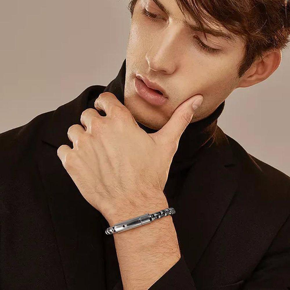 Vòng Tay Dây Xích Dày Bằng Thép Không Gỉ Có Thể Điều Chỉnh Phong Cách Hip Hop