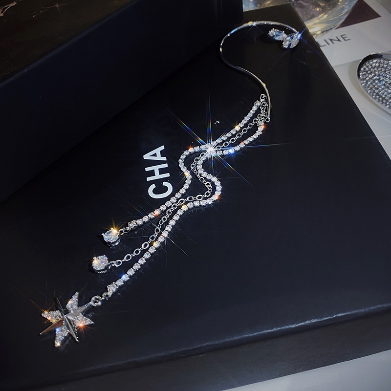 Bông Tai Ngôi Sao Tua Rua Đính Đá Lấp Lánh Sang Trọng Phong Cách Hàn Quốc