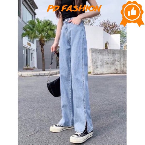 Quần ống rộng nữ quần jean bò ống rộng quần jean bò ống suông nữ cạp cao 2021 PD FASHION | BigBuy360 - bigbuy360.vn