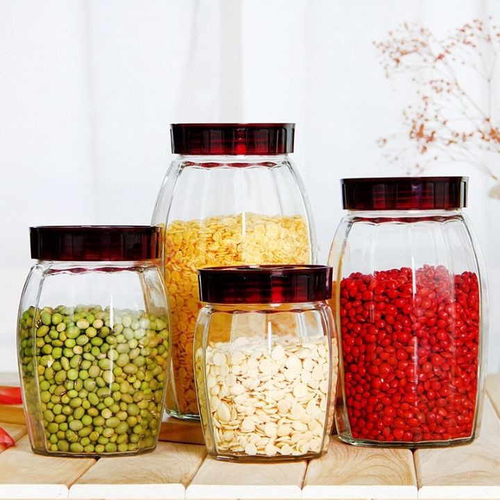 Hũ thủy tinh nắp nhựa (nắp màu đen hoặc đỏ) xoáy dùng để đựng đồ khô, ngâm muối dưa cà, dung tích 1900ml, Mã: PL30-2