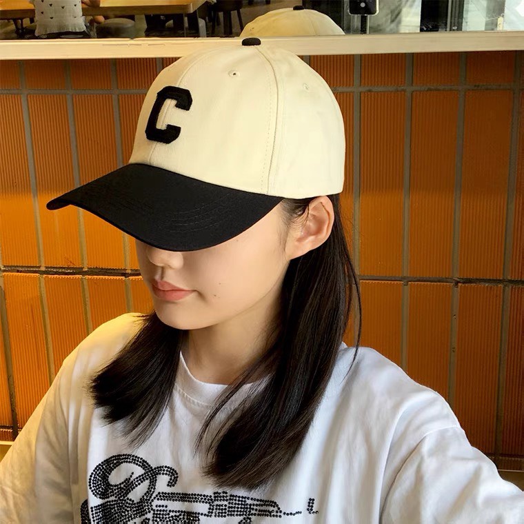 Mũ lưỡi trai nam nữ nón kết thêu chữ C phối 2 màu form mềm - MK18