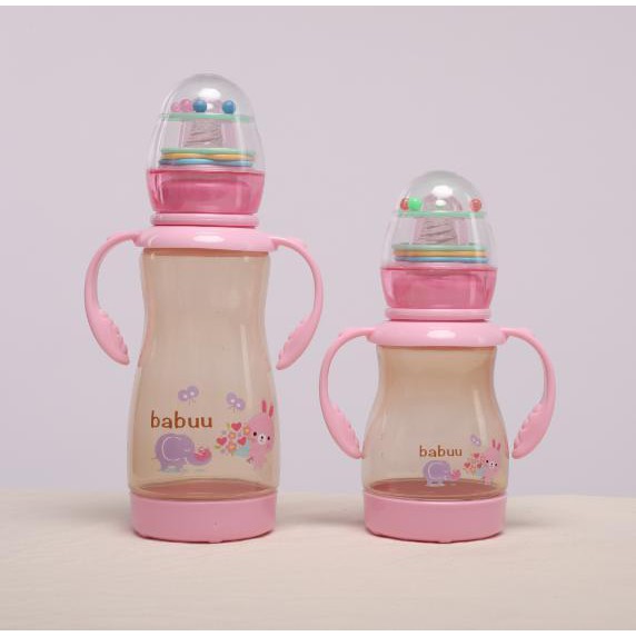 Bình sữa Nhật Bản Babuu Baby 120ml/ 270ml có tay cầm kèm đồ chơi cho bé