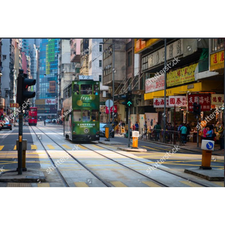 Tranh lụa 3d Hồng Kông Đường Phố Kích Thước 1,5m x 2m HKĐP12