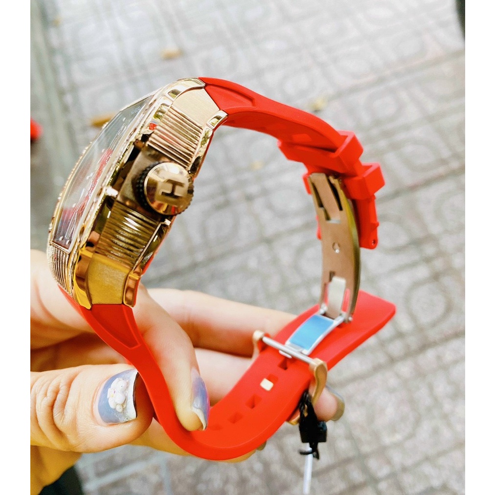 Cặp Đôi - Đồng Hồ Nam Nữ Hanboro Nam Máy Automatic, Nữ Máy Pin , Dây Cao Su , Size 36mm/48mm FULLBOX