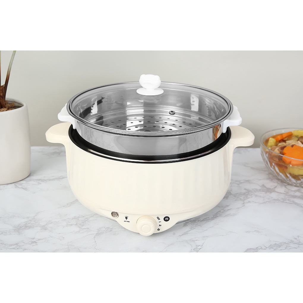 Nồi lẩu điện 3.7L Mishio MK275 kèm xửng hấp inox