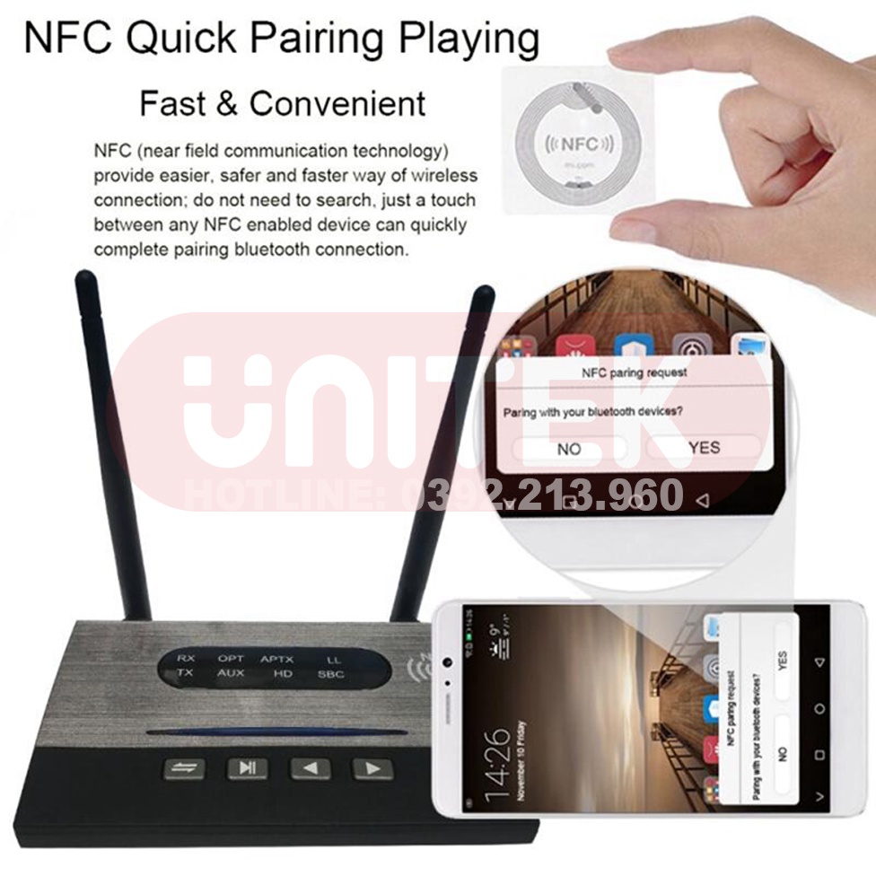 Bộ Thu Phát Nhạc Bluetooth 5.0 Đa Chức Năng NFC, Hỗ trợ APTX HD / APTX LL / APTX SPDIF / AUX BT-B22