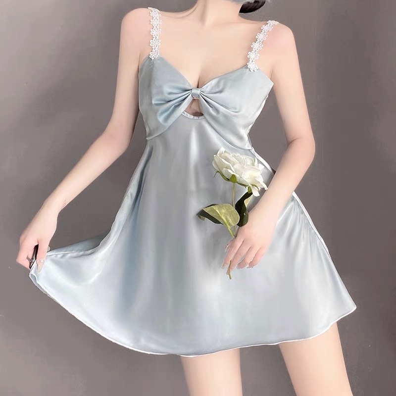 LL2556 - &lt;Đen/Hồng/Xanh&gt; Váy Ngủ Baby Thắt Nơ Gợi Cảm Cho Nữ