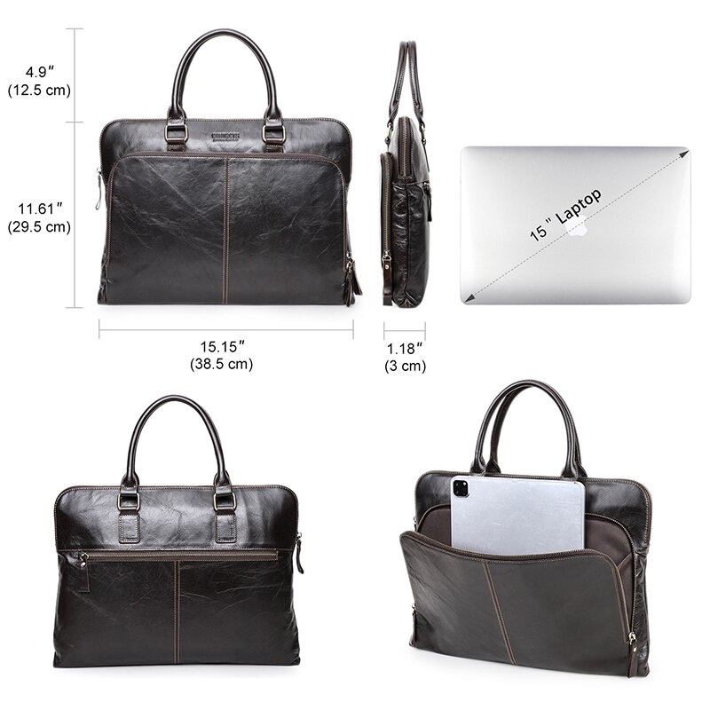 Túi đựng laptop CONTACT'S bằng da sức chứa lớn chuyên dụng thích hợp cho máy tính 15" cho nam/ doanh nhân