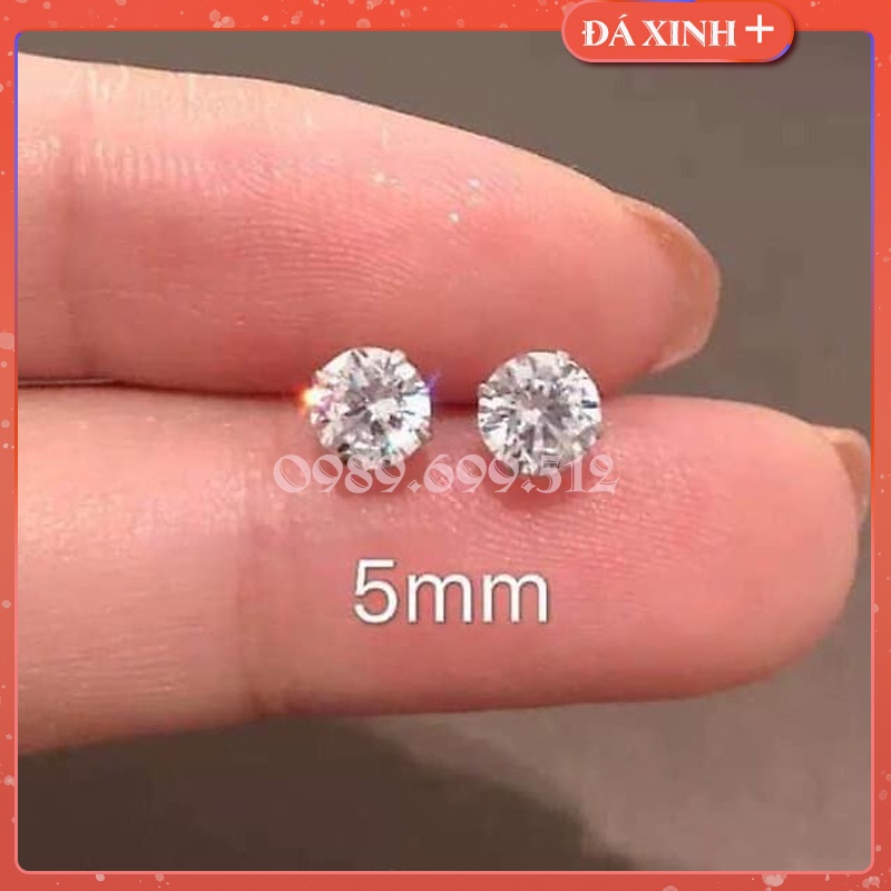 Khuyên Tai Đính Đá Kim Cương Nhân Tạo Sáng Đẹp