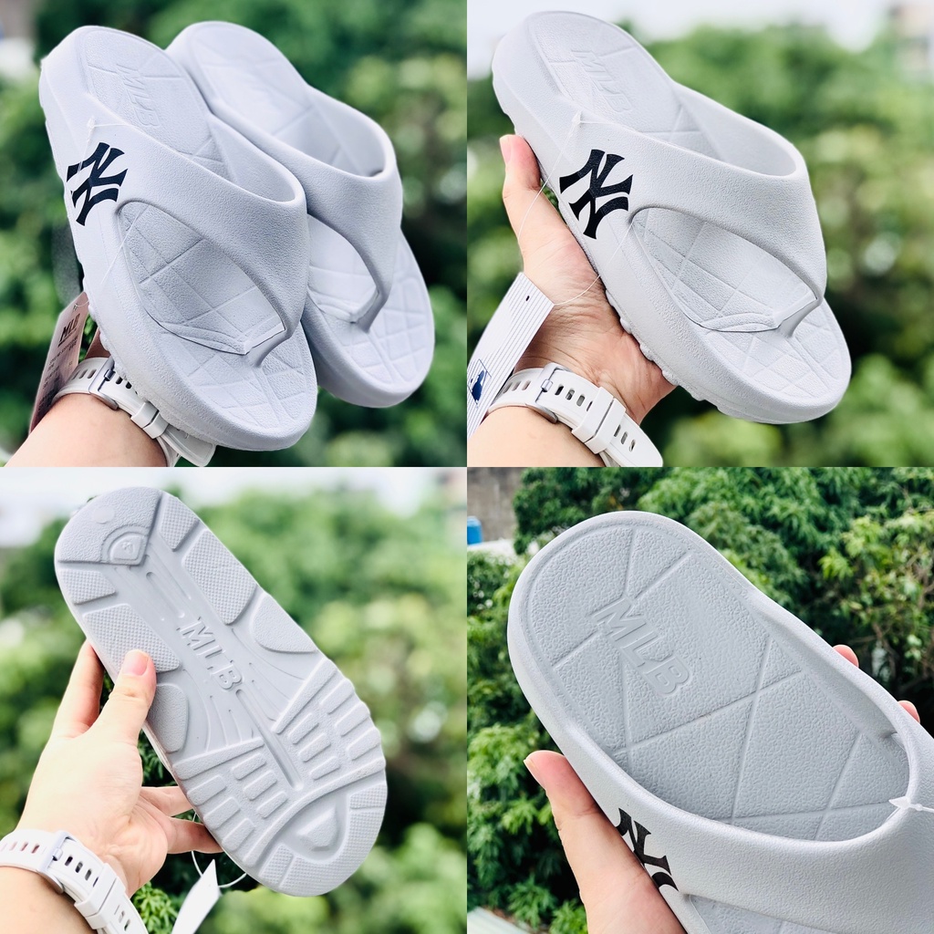 Dép unisex 𝐌𝐋𝐁 ❤️FREESHIP + Hộp❤️ dép kẹp mlb ny bóng chày thể thao nam nữ in NY chất xịn kèm tag mác, đế cao