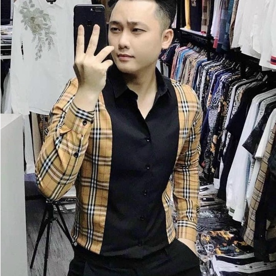 Áo sơ mi nam dài tay cổ bẻ sọc caro sang trọng vải kate lụa mẫu mới giá rẻ vải mặc mát cao cấp VBSHOP004