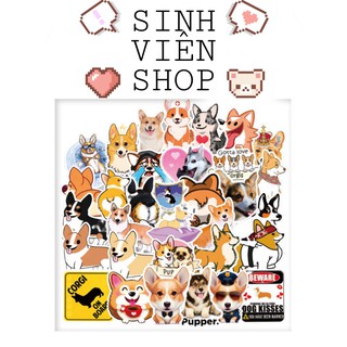 100 Stickers hình chó Corgi siêu đáng yêu nhãn dán pvc