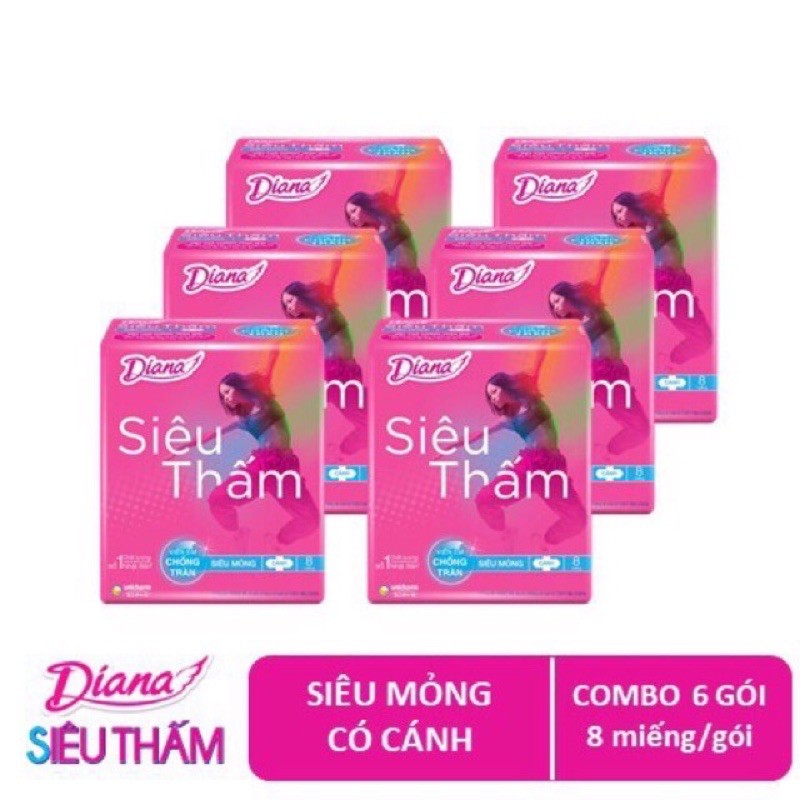 Combo 6 gói băng vệ sinh Diana siêu thấm