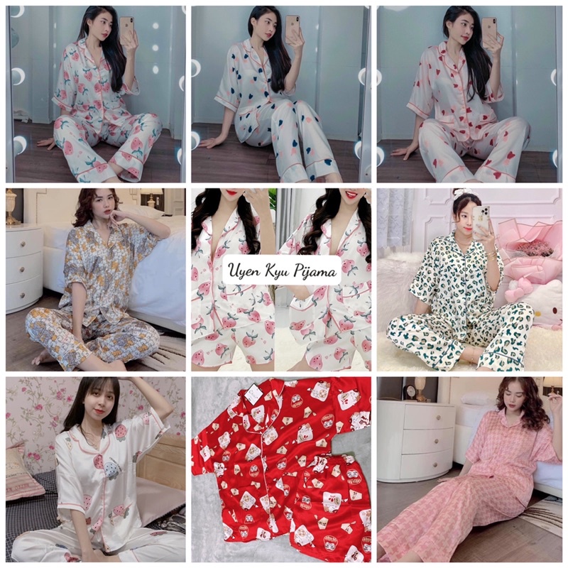 [Clip thật]Đồ bộ nữ Pijama lụa Mango cánh dơi