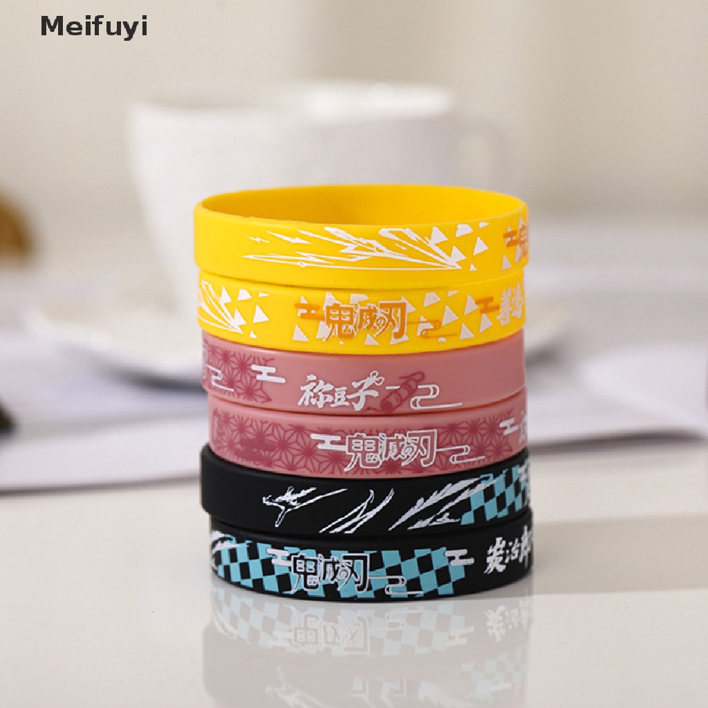 [Meifuyi] 1pc Demon Slayer Bracelet Silica Gel Cartoon Bangles Anime japan Demon Slayer COD