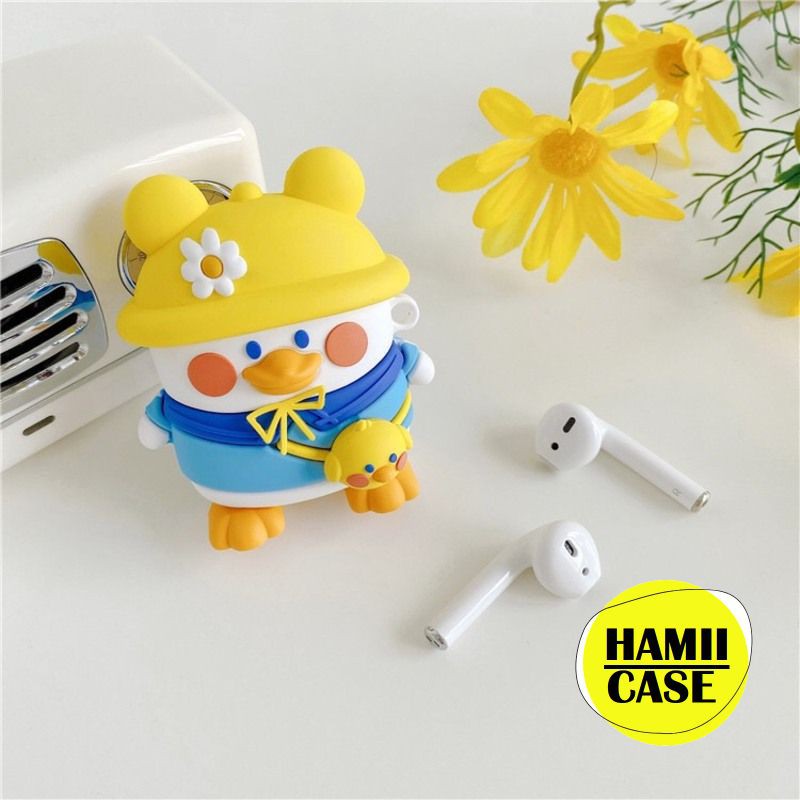 Case Vỏ Bọc Airpod Đựng Tai Nghe Airpods 1 2 Pro Vịt Con Mũ Hoa Chất Liệu Silicon Cao Cấp Cực Xinh