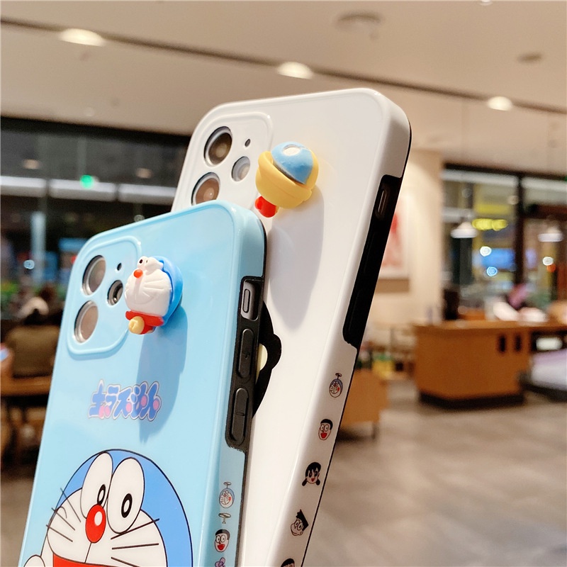 Dễ Thương Ốp Điện Thoại In Hình Doraemon Có Chuông Xoay Được Cho Iphone 7 8 Plus X Xr Xs Max 11 12 Pro Max