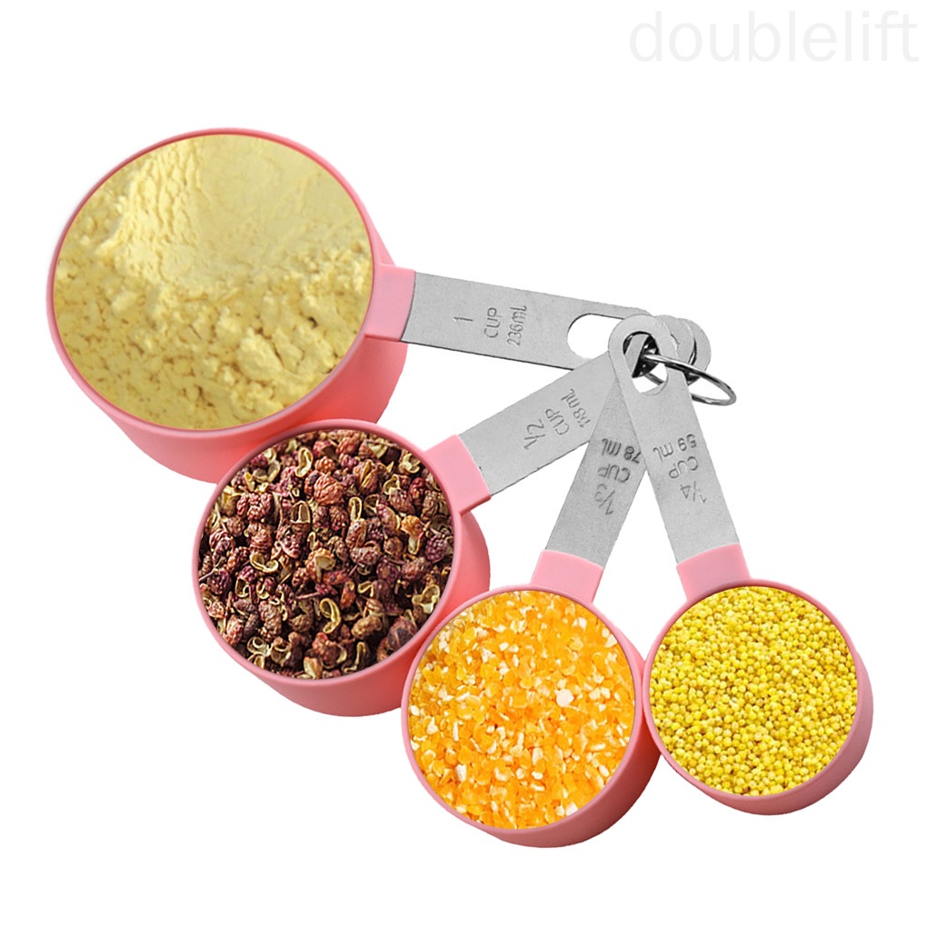 Set 8 Muỗng Đo Lường Bằng Thép Không Gỉ Có Tay Cầm Nhựa Tiện Dụng