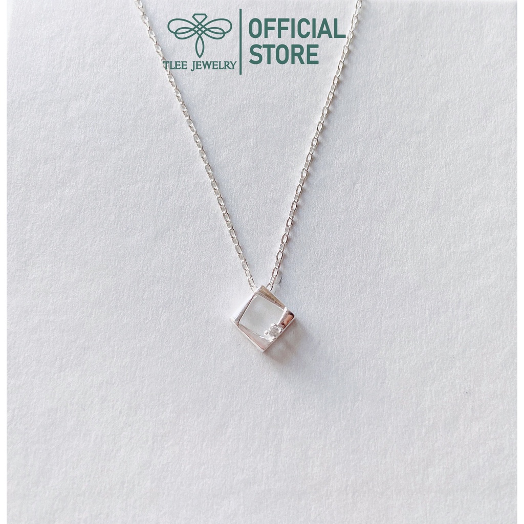Dây chuyền bạc nữ TLEE hình thoi gắn đá mini nhỏ xinh TleeJewelry D0182