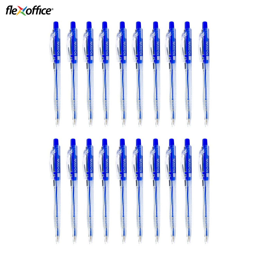 Combo 20 cây Bút Bi Flexoffice FO-03 kiểu dáng phù hợp cho đối tượng học sinh, nhân viên văn phòng, tiểu thương