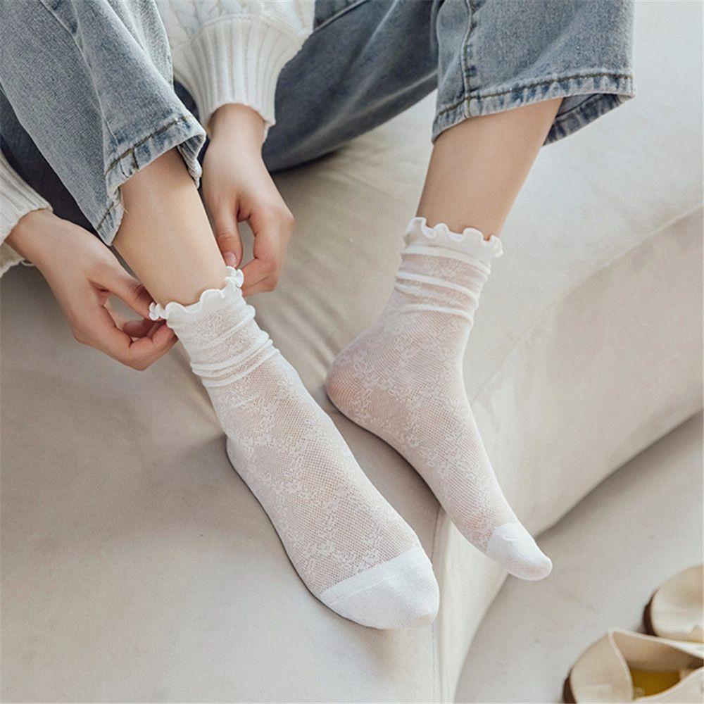 Vớ Lưới Co Giãn Màu Trắng/Đen Đính Nơ Xinh Xắn Cho Bé Gái
