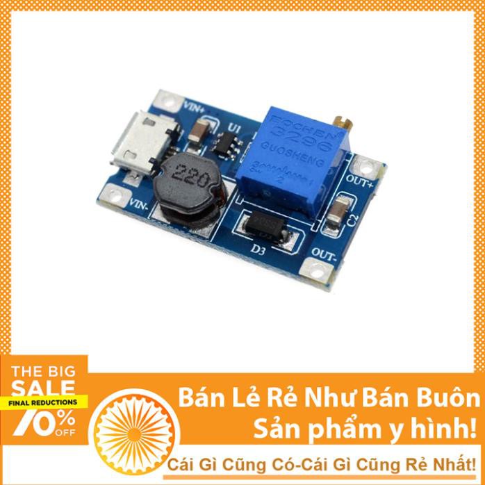 Mạch Sạc Tăng Áp 2A( Vào 2-24V ra 5-25V Sạc Điện ) V1 - có cổng micro USB