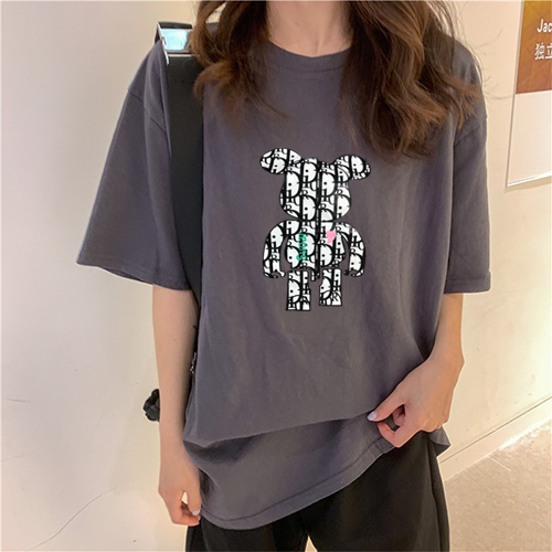 Áo thun 3158 nữ form rộng chất dày cotton khô quảng châu Gấu bearbrick NH6