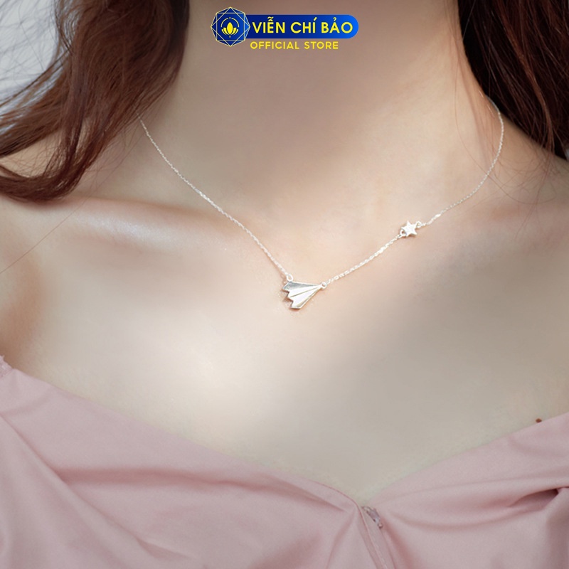 Dây chuyền bạc nữ Viễn Chí Bảo hình Máy bay giấy chất bạc 925 thời trang phụ kiện trang sức nữ D400283x