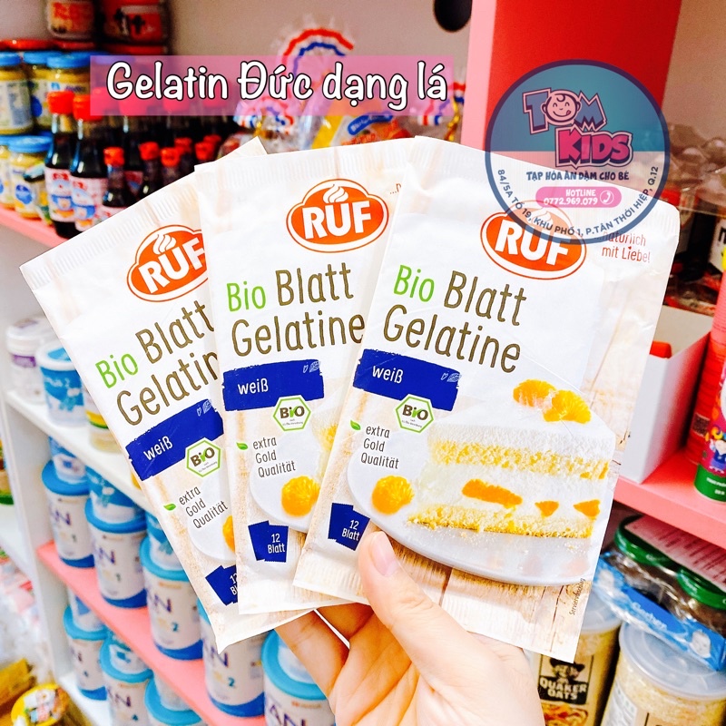 Gelatine hữu cơ Đức dạng lá - Nguyên gói 12 lá
