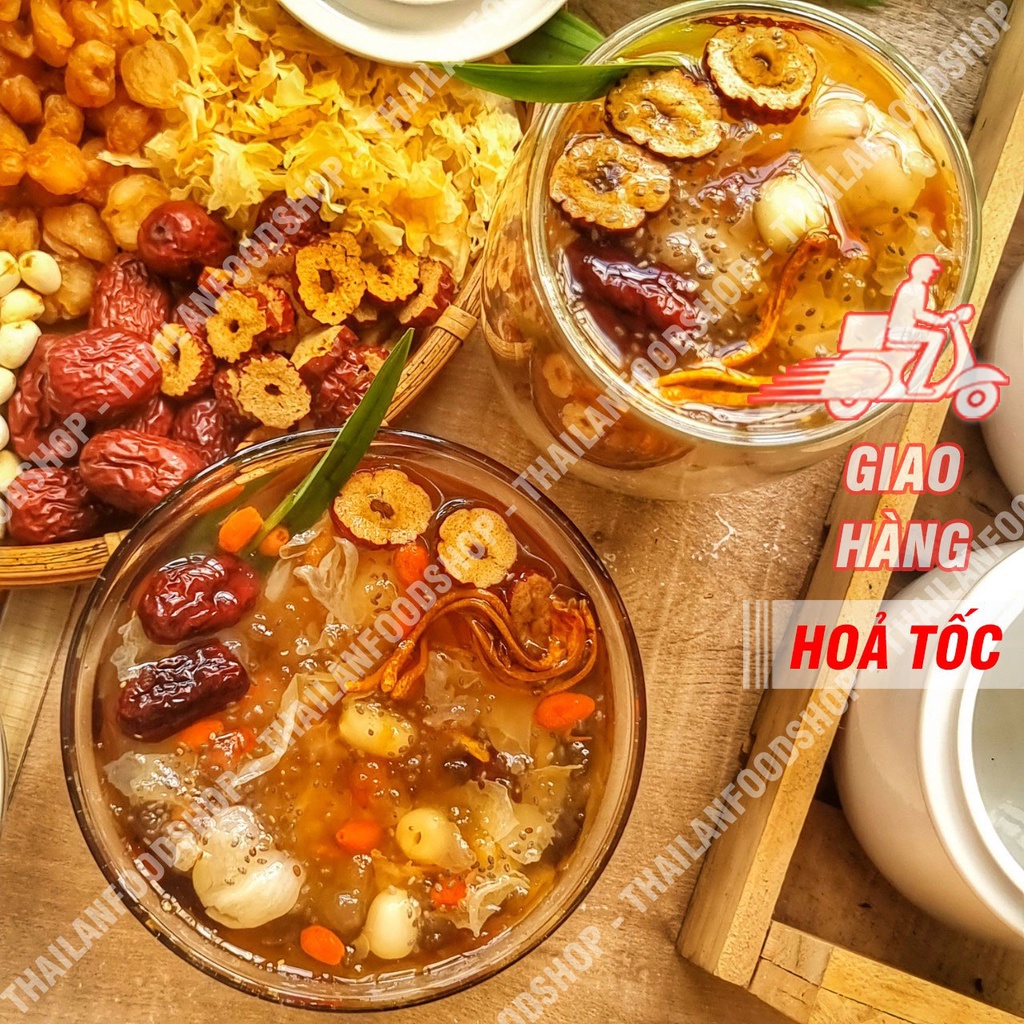 Chè Dưỡng Nhan 12 Vị Đầy Đủ Nguyên Liệu Nấu 25 - 30 Chén - Set Tự Nấu