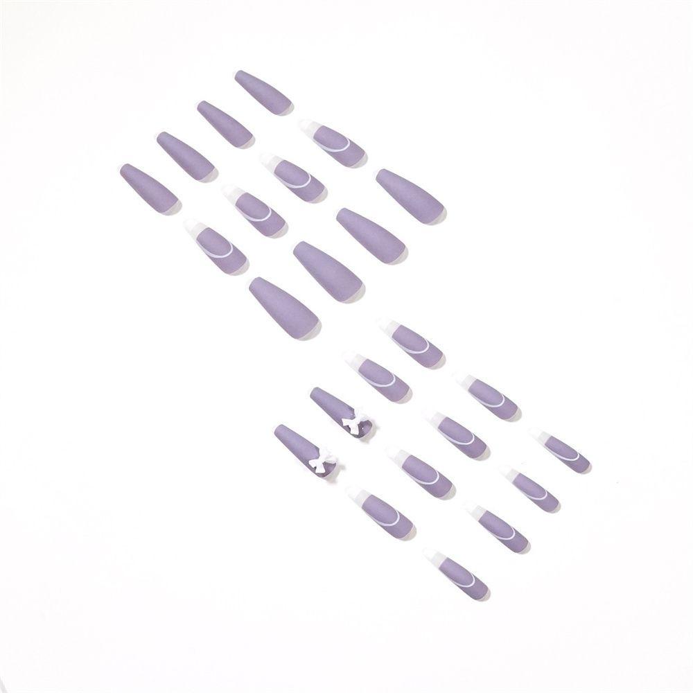 MIHAN1 Hộp 24 Móng Tay Giả Toàn Diện Phong Cách Pháp