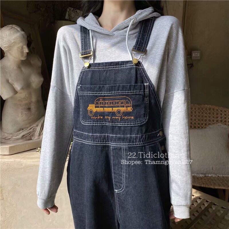 Quần yếm jeans ống suông make my way home có bigsize 5Xl,4Xl,3Xl,2Xl/ Style ulzzang/ order/ form rộng/ chất vải đẹp