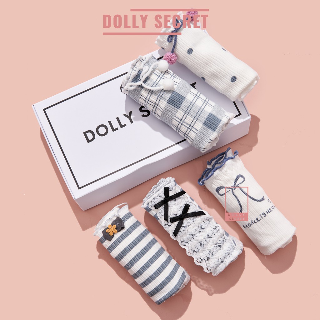 Quần lót len tăm viền ren dễ thương đính nơ dễ thương cho nữ DOLLYSECRET QL041