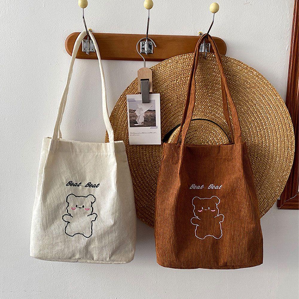 Túi Tote Đeo Vai Cỡ Lớn Họa Tiết Gấu Thời Trang