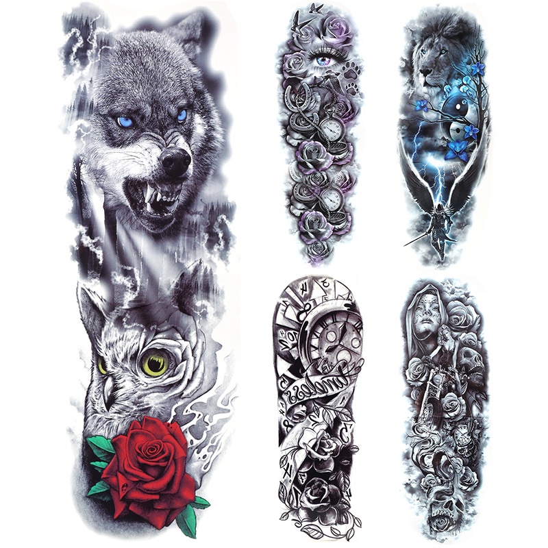 1 Tờ Hình Xăm Dán Tạm Thời Hình Vua Sư Tử Cá Tính