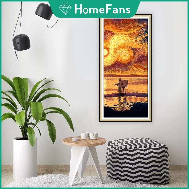 Bộ Tranh Đính Đá 5D Tự Làm 30x60cm / 40x80cm Hình Tranh Van Gogh