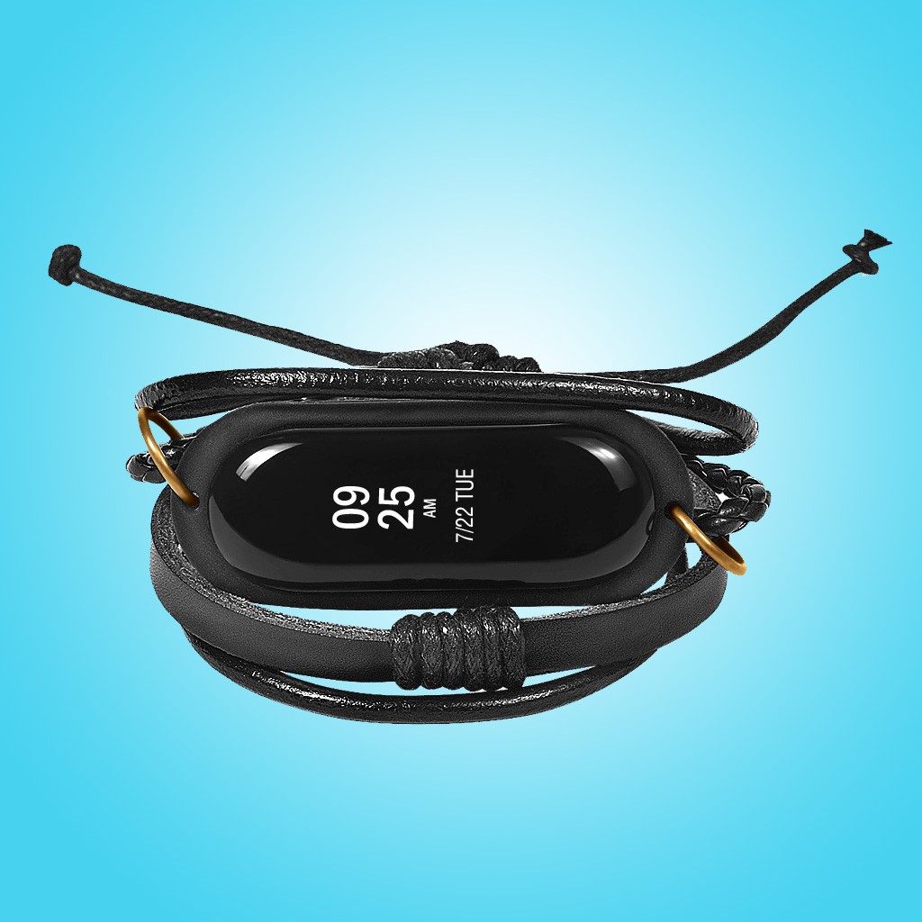Dây đeo bằng da cho đồng hồ thông minh Xiaomi Mi Band 3 4