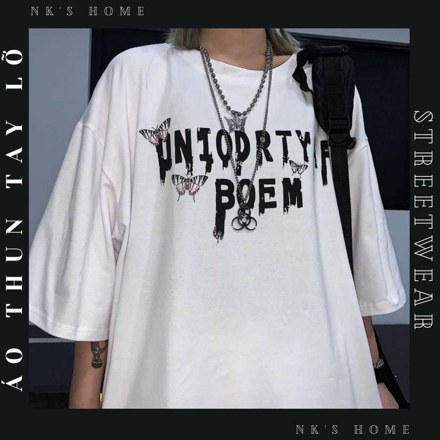 Áo thun tay lỡ unisex BOEM- Áo phông nữ form rộng cho cặp đôi phong cách hàn quốc vải dày dặn, thoáng mát