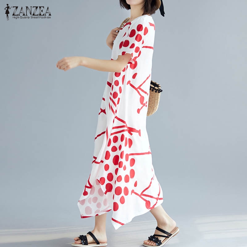 Đầm Maxi ZANZEA Cổ Tròn Dáng Rộng Họa Tiết Hoa Thời Trang Cho Nữ | BigBuy360 - bigbuy360.vn