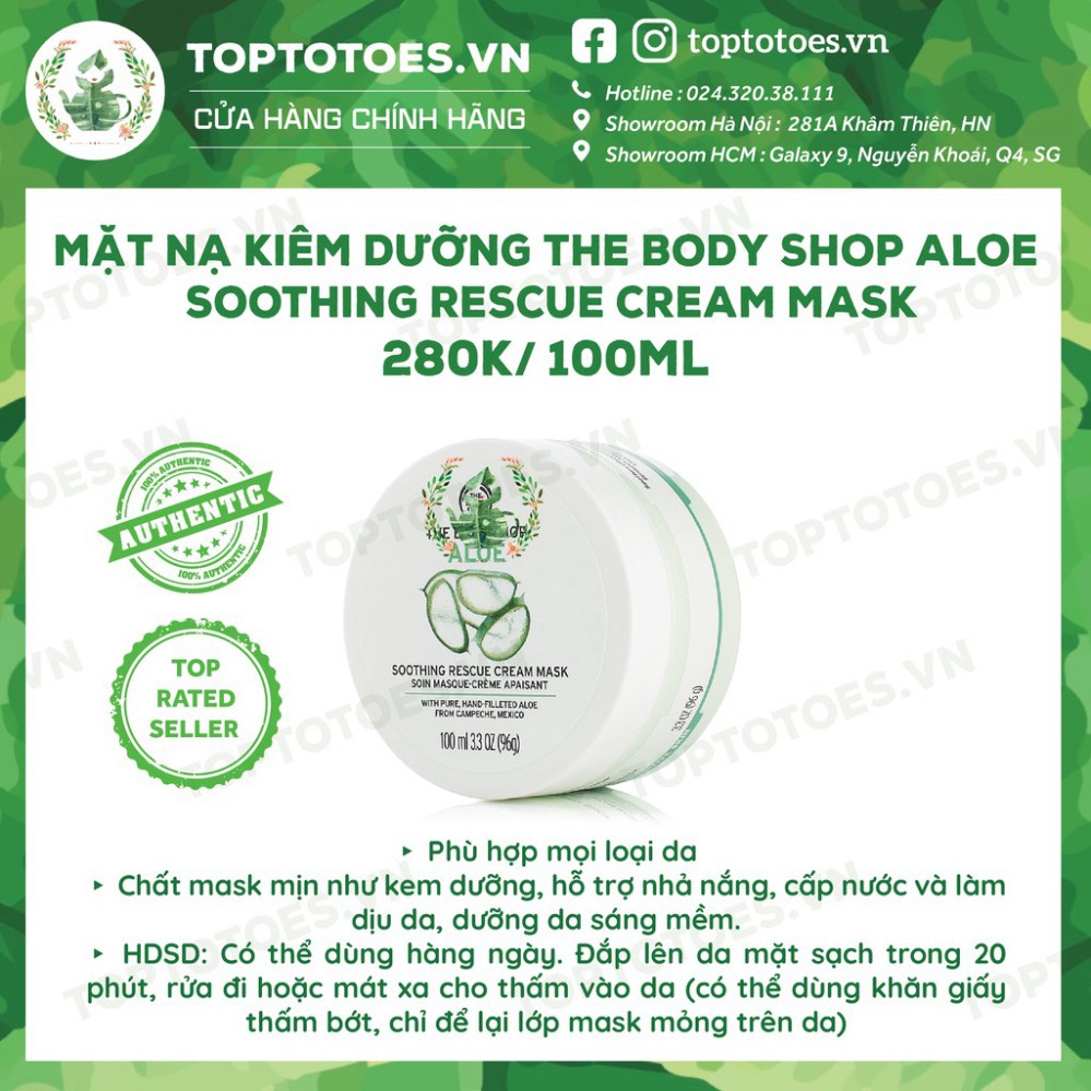 SALE THÔI NÀO Bộ sản phẩm Aloe Lô hội Yến mạch The Body Shop sữa rửa mặt, toner, kem dưỡng, mặt nạ SALE THÔI NÀO