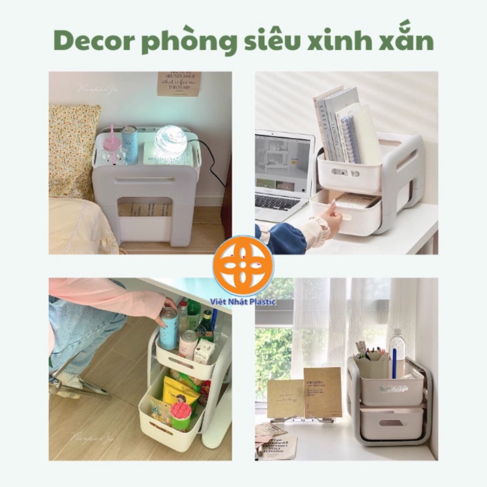 kệ trượt đa năng có bánh xe hokori hàng cao cấp, kệ đựng đồ nhựa Việt Nhật 5588