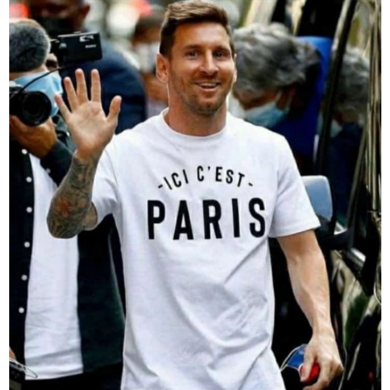 Áo Thun Tay Lỡ Unisex ICI CEST PARIS MESSI 2 Màu Đen Trắng Chất Cotton Dày Mịn