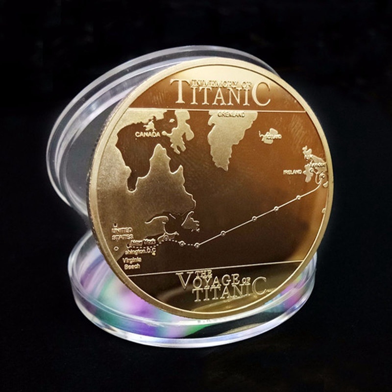 1 Đồng Xu Kỷ Niệm Mạ Vàng In Hình Tàu Titanic