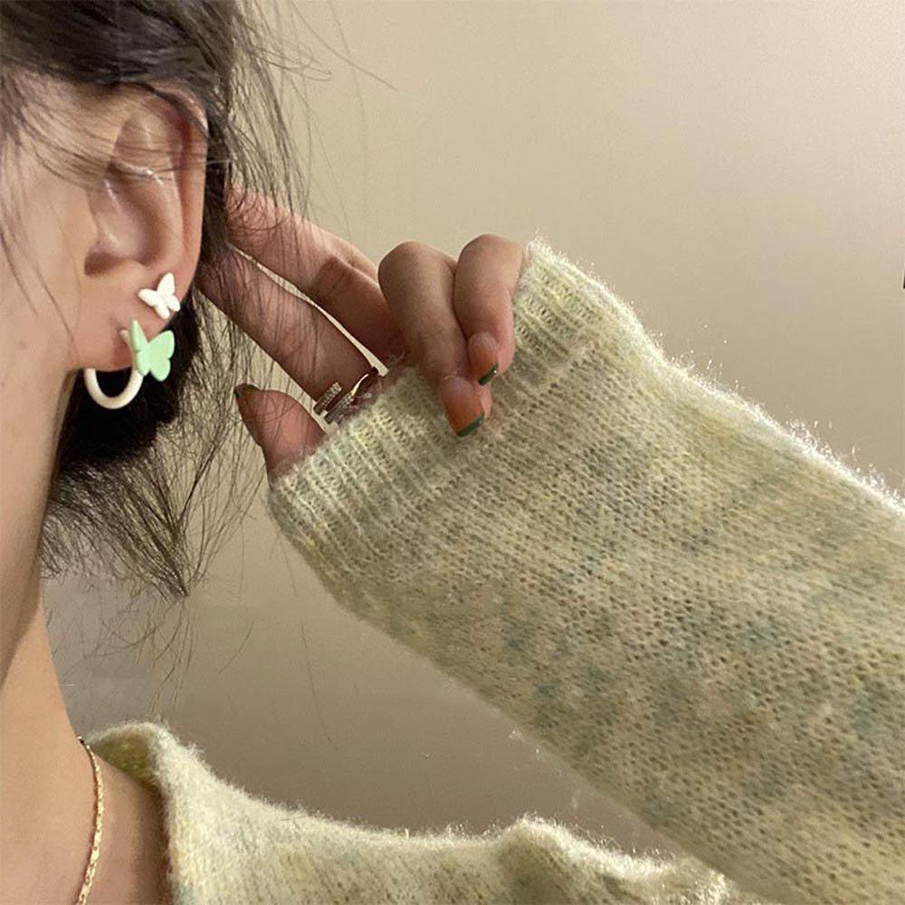 MOCHO Khuyên Tai Vòng Mặt Hình Bướm Màu Sắc Kẹo Ngọt Thời Thượng