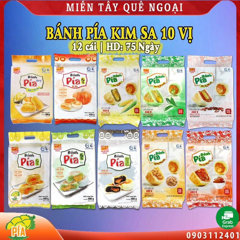 Bánh pía kim sa 10 vị TÂN HUÊ VIÊN, bánh pía mini, Đặc sản Miền Tây Quê Ngoại