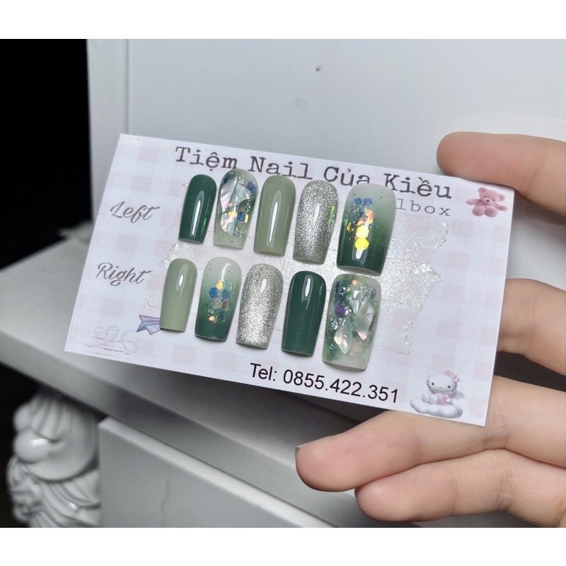 Nail box xanh mix xà cừ