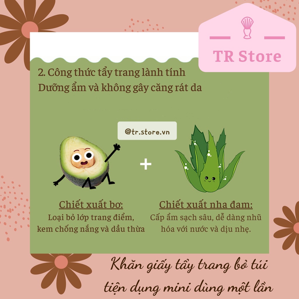 Khăn giấy tẩy trang trái bơ Malian bỏ túi dùng một lần tiện dụng