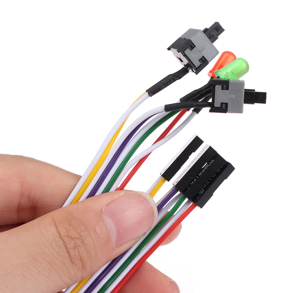 Reyi ATX PC Tính Toán Cáp Nguồn Bo Mạch Chủ Bật/Tắt/Đặt Lại Đèn LED Nút Công Tắc Khởi Động Nóng Nguồn