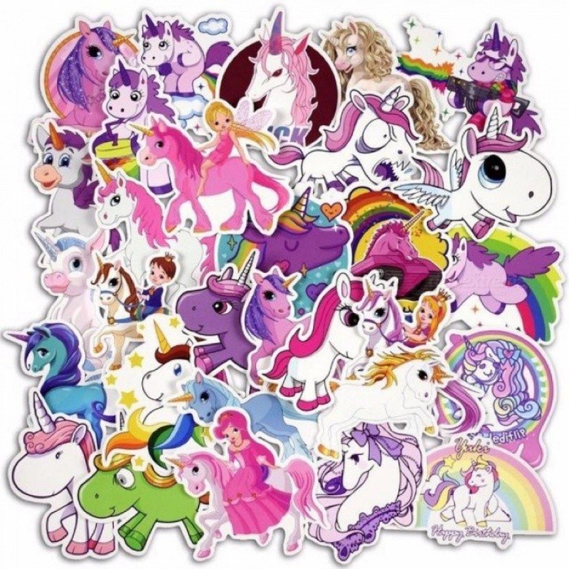 Sticker Unicorn 30-60 cái ép lụa / Hình dán cute Unicorn