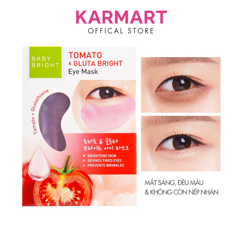 Mặt nạ dưỡng sáng da mắt Cà chua và Gluta Baby Bright Tomato &amp; Gluta Eye Mask 2.5g x 2 miếng (1 Cặp)